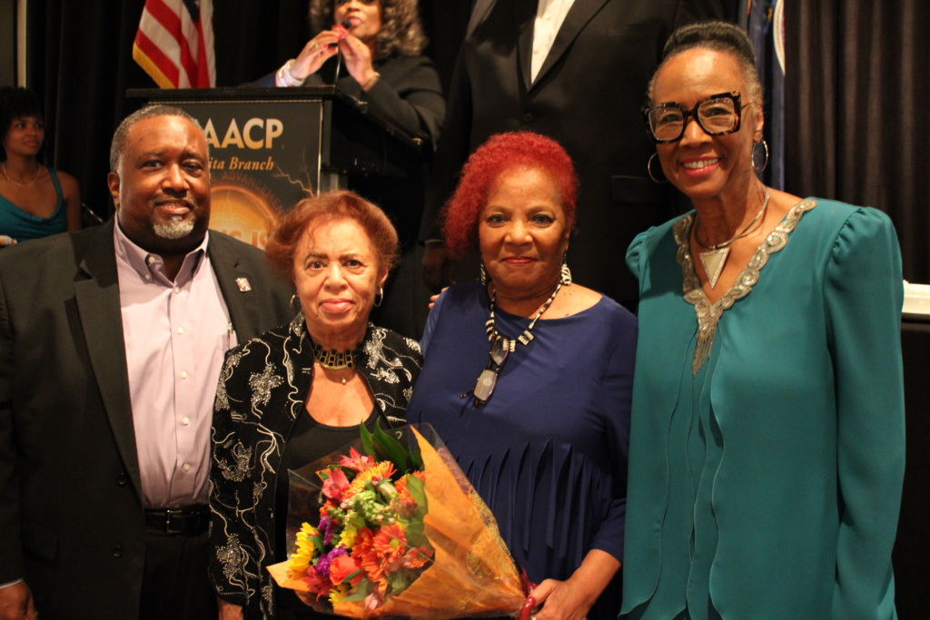 FREEDOM FUND CHAIRPERSON. ELAINE GUILLORY ACCEPTS THANKS FROM COMMITTEE MEMBERS - HARRY WILLIS, SANDRA RANKIN & LAVONTA WILLIAMS